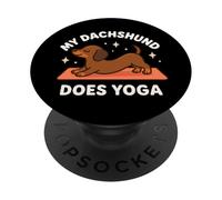 Art Mignon sur Le thème du Chien « My Teckel Does Yoga » PopSockets PopGrip Adhésif