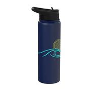 Art minimaliste au trait Sun Ocean Wave Stainless Steel Insulated Water Bottle