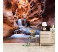 Art Minimaliste De La Cascade D'Une Caverne Rocheuse Papier Peint 3D Installation Facile Intissé Tapisserie Bureau Salon Canapé Chambre Décoration Murale-400cm×280cm