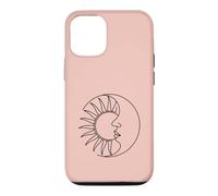 Art Minimaliste du Visage du Soleil et de la Lune Coque pour iPhone 12/12 Pro