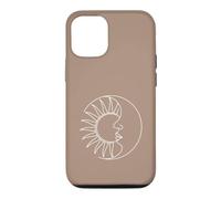 Art Minimaliste du Visage du Soleil et de la Lune Coque pour iPhone 12/12 Pro