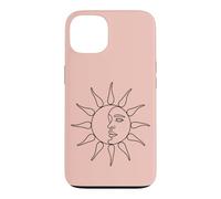 Art Minimaliste du Visage du Soleil et de la Lune Coque pour iPhone 13