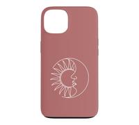 Art Minimaliste du Visage du Soleil et de la Lune Coque pour iPhone 13