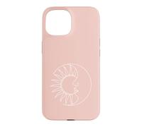 Art Minimaliste du Visage du Soleil et de la Lune Coque pour iPhone 15