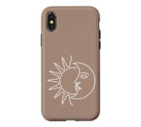 Art Minimaliste du Visage du Soleil et de la Lune Coque pour iPhone X/XS