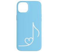 Art Minimaliste en Forme de cœur avec Note de Musique Bleu Coque pour iPhone 14 Plus