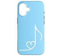 Art Minimaliste en Forme de cœur avec Note de Musique Bleu Coque pour iPhone 16