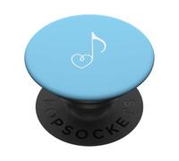 Art Minimaliste en Forme de cœur avec Note de Musique Bleu PopSockets PopGrip Adhésif