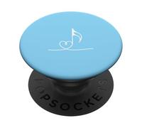 Art Minimaliste en Forme de cœur avec Note de Musique Bleu PopSockets PopGrip Adhésif