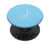 Art Minimaliste en Forme de cœur avec Note de Musique Bleu PopSockets PopGrip Adhésif