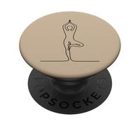 Art Minimaliste en Forme de Ligne de Yoga - Beige PopSockets PopGrip Adhésif