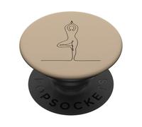 Art Minimaliste en Forme de Ligne de Yoga - Beige PopSockets PopGrip Adhésif