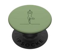 Art Minimaliste en Forme de Ligne de Yoga - Vert Matcha PopSockets PopGrip Adhésif