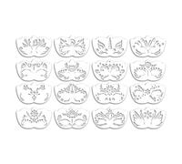Art Modèle de fleurs - Kit de design festival - Découpe de masque à paillettes - 16 feuilles de coloriage non toxiques pour - Collection de motifs de maquillage d'Halloween - Accessoires de