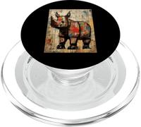 Art Moderne Abstrait coloré de la Faune rhinocéros PopSockets PopGrip pour MagSafe