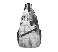 Art Moderne Arbre Noir Paris Sac bandoulière, Sac à bandoulière décontracté pour Homme et Femme