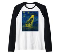 Art Moderne drôle T-Rex enlevé par des extraterrestres UFO Design Manche Raglan