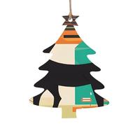 Art moderne du milieu du siècle Chat - Imprimer des ornements de Noël en bois fabriqués à la main - Décoration suspendue imprimée double face pour arbre cadeaux de maison. 2 pièces