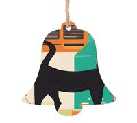 Art moderne du milieu du siècle Chat - Imprimer des ornements de Noël en bois fabriqués à la main - Décoration suspendue imprimée double face pour arbre cadeaux de maison. 2 pièces