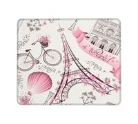 Art Moderne Rose De La Tour Eiffel À Paris Tapis De Souris Gaming Résistant À Usure Mousepad Confort Mouse Pad pour Bureau Ordinateur Jeu 25X30Cm