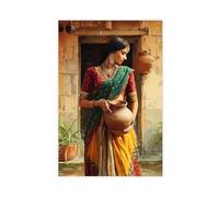 Art moderne sur toile représentant une femme indienne (4)