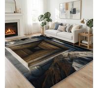 Art Moderne Tapis Décoratif 60x90 cm pour Salon, Classique Architecture Grecque Géométrique Moquette Imprimé Lavable - Marron Tapis Doux Antidérapant pour Chambre à Coucher Bureau Salle de Jeux
