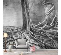 Art Monochrome Tridimensionnel Dessiné À La Main Représentant Un Arbre Papier Peint 3D Installation Facile Intissé Tapisserie Bureau Salon Canapé Chambre Décoration Murale-250cm×170cm