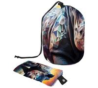 Art Mosaic Rhino Lot de 46 trousses cosmétiques de voyage pour femme, sac à maquillage pliable avec cordon de serrage, trousse de toilette portable, Art Mosaic Rhino,