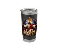 Art mosaïque de la cathédrale médiévale de Jésus le berger avec des agneaux Gobelet isotherme en acier inoxydable double paroi