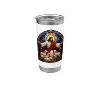 Art mosaïque de la cathédrale médiévale de Jésus le berger avec des agneaux Gobelet isotherme en acier inoxydable double paroi