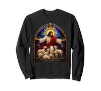 Art mosaïque de la cathédrale médiévale de Jésus Le Berger avec des agneaux Sweatshirt