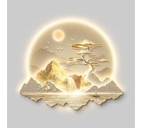 Art mural 3D avec éclairage LED, tableau décoratif en cristal paysage de montagne avec télécommande, décoration murale rétroéclairée à brancher pour salon, entrée, chambre(Type H,65x75cm/25.6x29.5in)