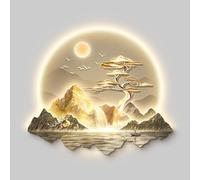 Art mural 3D avec éclairage LED, tableau décoratif en cristal paysage de montagne avec télécommande, décoration murale rétroéclairée à brancher pour salon, entrée, chambre(Type G,65x75cm/25.6x29.5in)