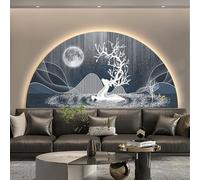 Art mural 3D éclairé par LED, sculpture semi-circulaire de paysage de montagne avec texture de grès, décoration moderne pour entrée, couloir, chambre à coucher