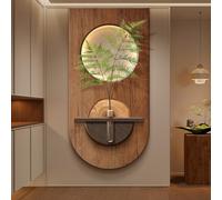 Art mural 3D en grès creux avec éclairage LED - Décoration murale vintage avec prise - Sculptures pour plantes hydroponiques pour le salon (diamètre 40 x 80 cm)