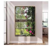 Art mural 3D, Fenêtres ouvertes factices illuminées avec éclairage LED, sculptures murales et décorations, peinture de fenêtre avec vue, 100x150cm