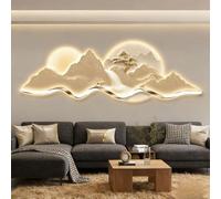 Art Mural 3D LED Décoration Murale 3D Moderne Sculptures Murales À Suspendre avec Lumière LED，Grande Peinture de Paysage pour Salon Couloir d'entrée 90x30 120x40 150x50cm(Or,120x40cm)