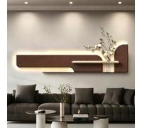 Art mural 3D LED en Grès,Sculpture Lumineuse Texturisée avec Vase Décoratif | Grand art mural surdimensionné, décoration paysage montagne naturelle pour salon et entrée(B Sensor,63.0x15.7in)