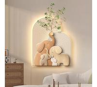 Art Mural À LED Éléphant Moderne - Décorations Murale 3D avec Lumière LED en Grès, Tableau Lumineux Branchement Prise pour Entrée, Chambre, Salon(A,56 * 70cm)