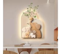 Art Mural À LED Éléphant Moderne - Décorations Murale 3D avec Lumière LED en Grès, Tableau Lumineux Branchement Prise pour Entrée, Chambre, Salon(B,72 * 90cm)