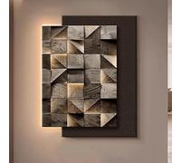 Art Mural À LED en Grès - Peinture Décorative pour Entrée Et Hall, Décorations Murale 3D avec Éclairage LED Moderne, Lampe Murale avec Lumière pour Porche(B,95 * 120cm)