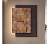 Art Mural À LED en Grès - Peinture Décorative pour Entrée Et Hall, Décorations Murale 3D avec Éclairage LED Moderne, Lampe Murale avec Lumière pour Porche(D,63 * 80cm)