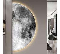 Art Mural À LED Lunaire Régulable, Déco Murale 3D Moderne Minimaliste en Noir Et Blanc - Décoration Murale 3D avec Éclairage LED pour Salon, Bureau Ou Entrée(80 * 40cm)
