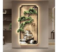 Art Mural à LED, Sculptures murales à Suspendre avec lumière LED, peintures suspendues de paysages de Montagne et d'eau, pour Salon Chambre à Coucher Salle à Manger(Brown I,60*120cm/24*47in)