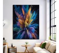 Art Mural Abstrait en Toile, Explosion Poudre, Tableau Decoration Murale Couleurs mélangées Résumé, Affiche Decoration Murale Moderne pour Chambre Salon, 80x120cm Sans Cadre