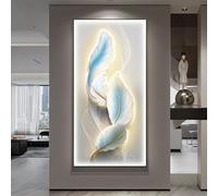 Art mural abstrait plume - Peinture sur toile élégante pour salon, chambre à coucher, couloir - Convient pour les intérieurs modernes, dimensions 100 x 200 cm