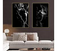 Art mural affiche impression couple noir et blanc toile peinture corps femmes homme mur photo pour chambre décor à la maison Cuadros 80x120cm (32x47in) x2 sans cadre