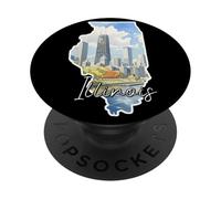 Art Mural Aquarelle de l'horizon d'Illinois PopSockets PopGrip Adhésif