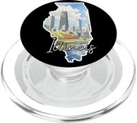 Art Mural Aquarelle de l'horizon d'Illinois PopSockets PopGrip pour MagSafe