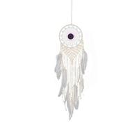 Art mural attrape-rêves - Décor Boho Attrape-rêves | Attrape-rêves en plumes blanches | Tenture murale de plumes | Pendentif carillon à vent en plumes Dreamcatcher | Ornements muraux suspendus pour ap